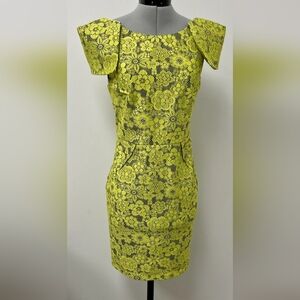Topshop Women's Yellow Lace Dress- Size 6